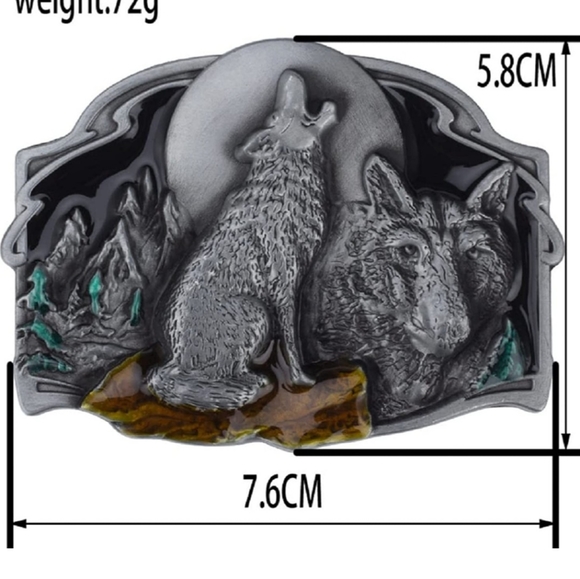 Nordic Viking wolf wolves howling at moon belt buckle - Picture 3 of 4